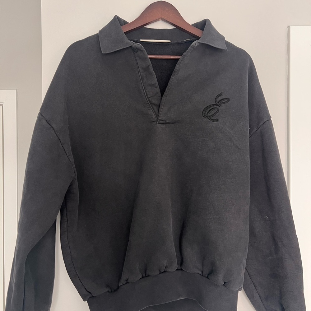 Fear of God Vintage Black Embroidered Classic Polo Sweatshirt